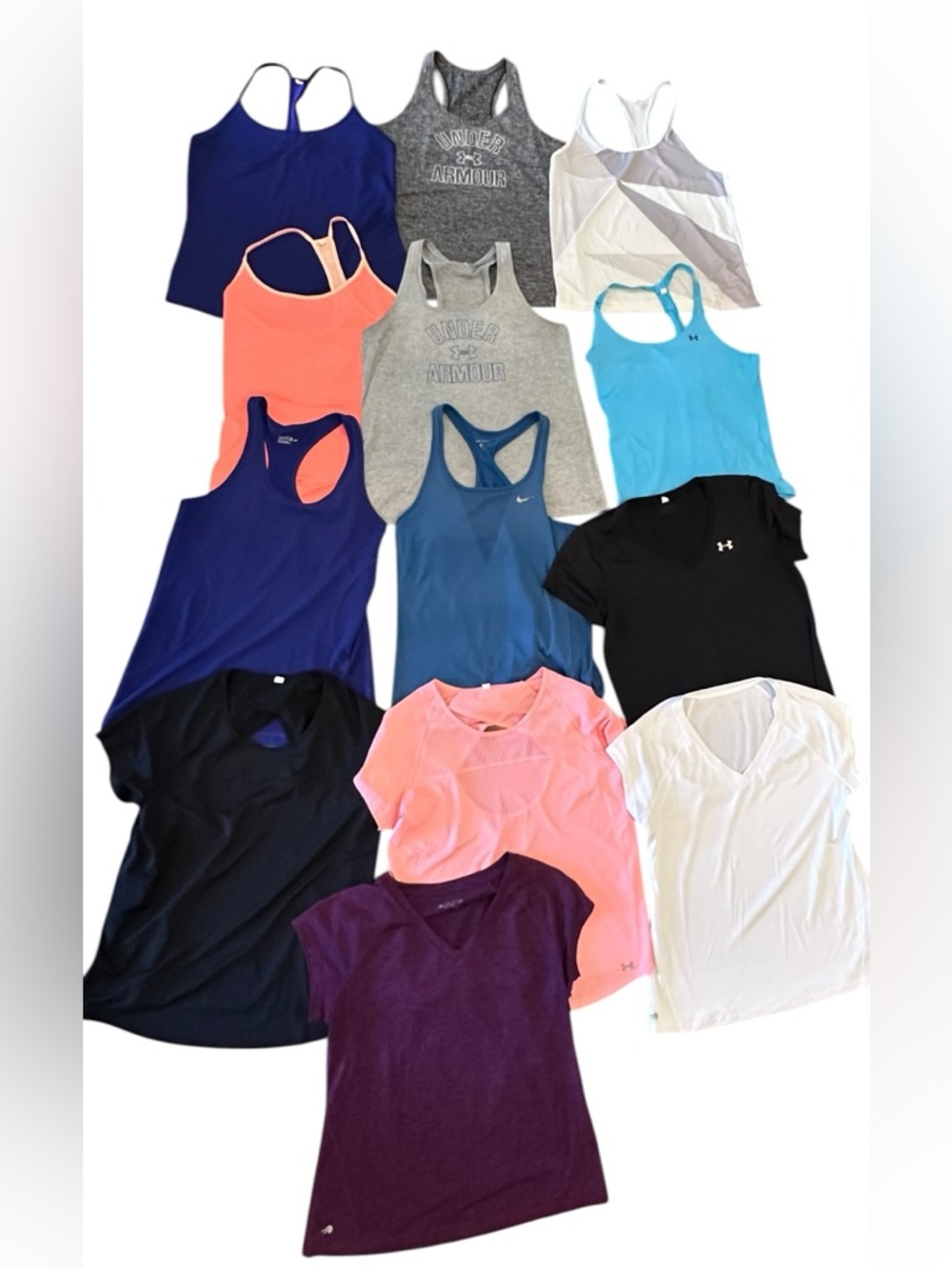 Women’s 13 Piece Under Armour Nike Ideology DriFit Tank Tops T-Shirts Large